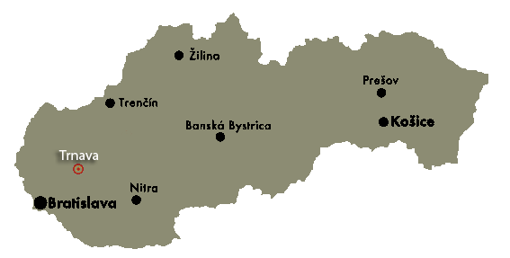 Mapa Slovenska a Trnavy